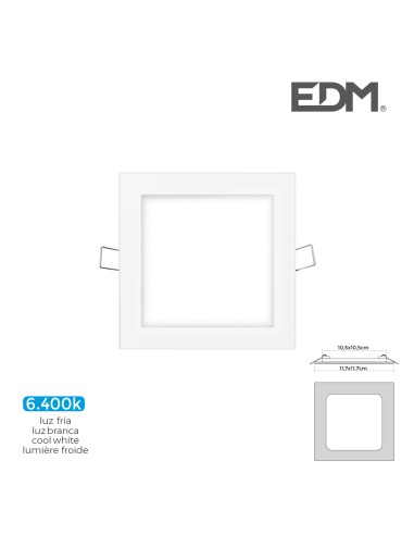 Mini downlight led empotrable cuadrado 6 w 6400...