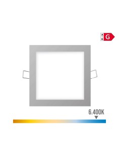 Mini downlight led empotrable cuadrado 6 w 6400 k luz fria color cromo 11,7 x 11,7 cm