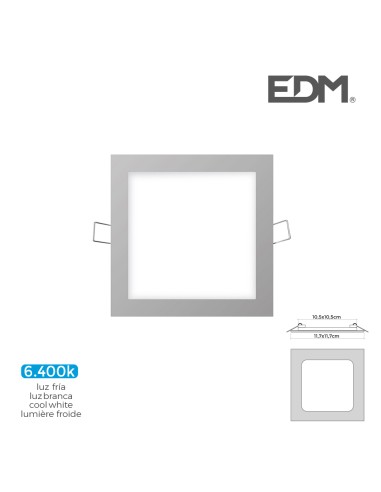 Mini downlight led empotrable cuadrado 6 w 6400...