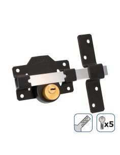 Cerrojo de seguridad con 5 llaves de seguridad, negro