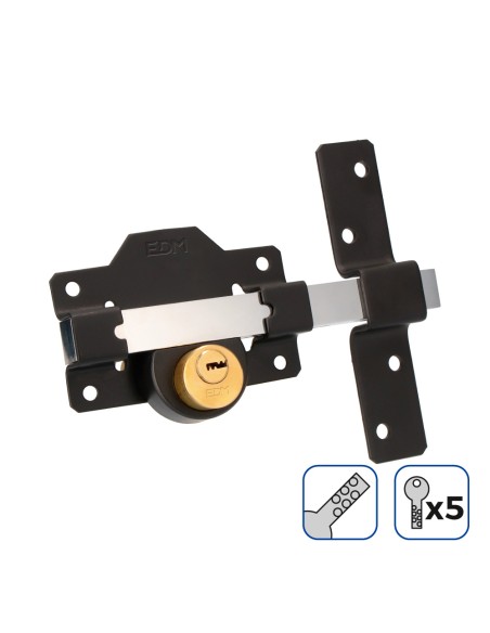 Cerrojo de seguridad con 5 llaves de seguridad, negro