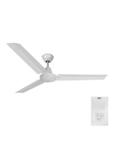 Ventilador de techo modelo mini industrial. color blanco potencia: 60w aspas: ø120cm con controlador de pared edm
