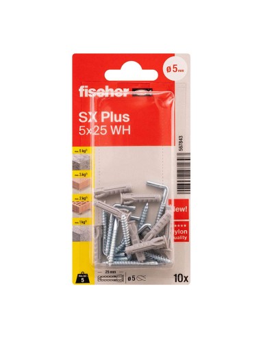 Blister taco+alcayata fischer sx plus 5x25mm ak...