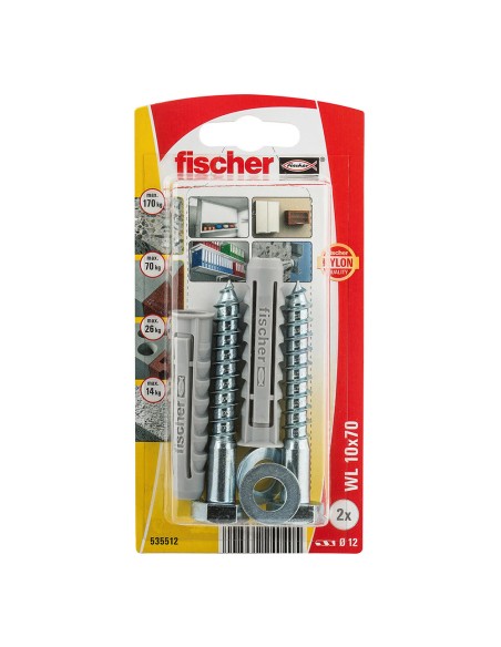 Tacos wl ø10 x 80 mm + tornillos ø10 x 80 mm, blister 2 uds