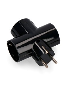 Clavija triple con baquelita t/tl tipo f 4,8mm 16a 250v máx 3680w negra (envasada)